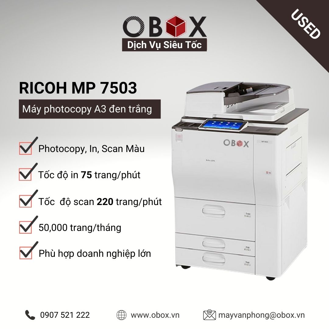 Thuê máy photocopy, in đa năng đen trắng A3 RICOH